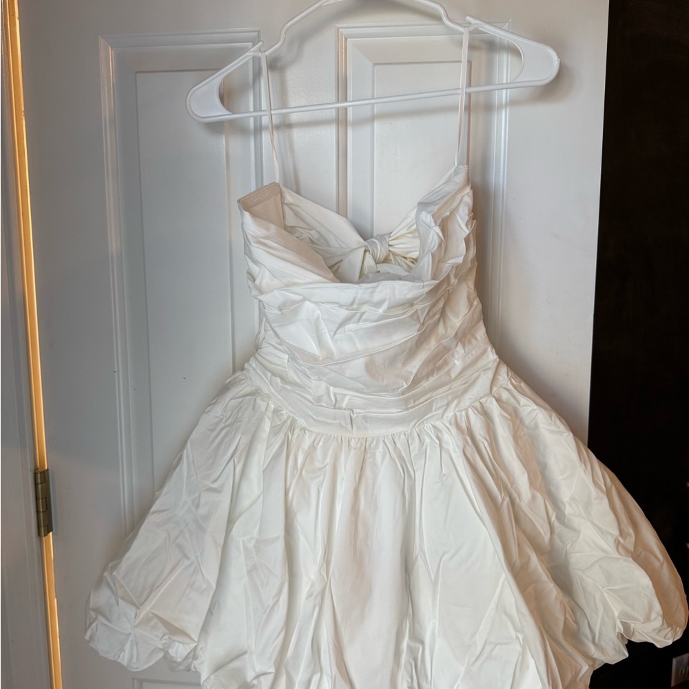 Hello Molly White Ruched Bustier Dress